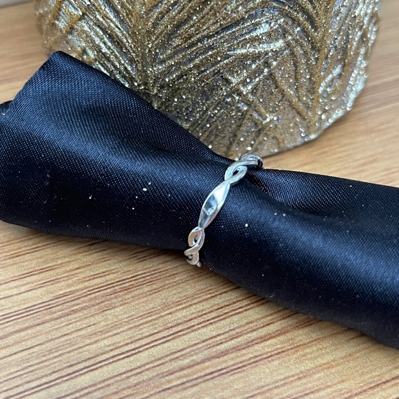 Minimalist Silver Braided Micro Pave Set CZ Band - Picture 5 of 5